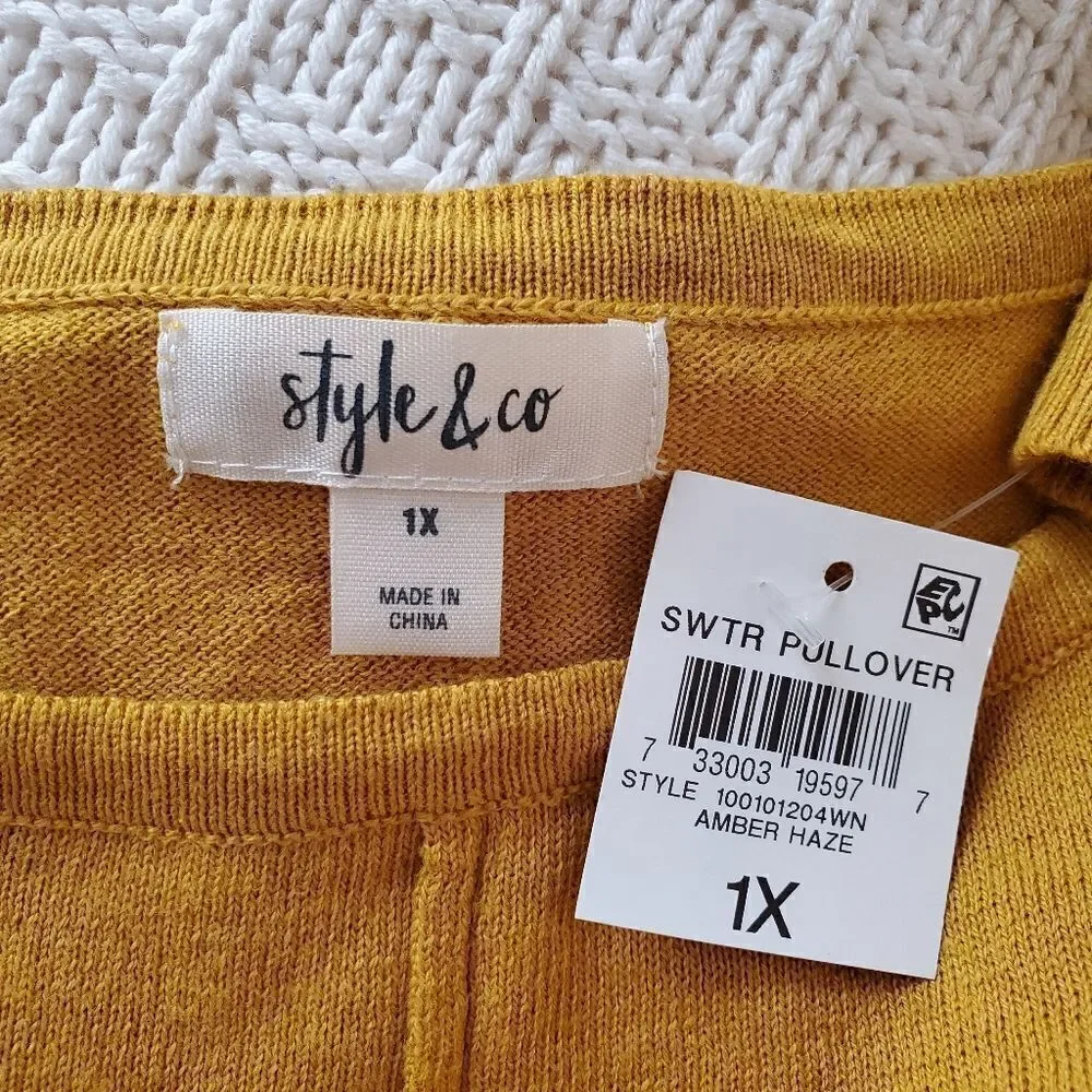Style & Co Seam-Front Tunic Sweater sz 1X